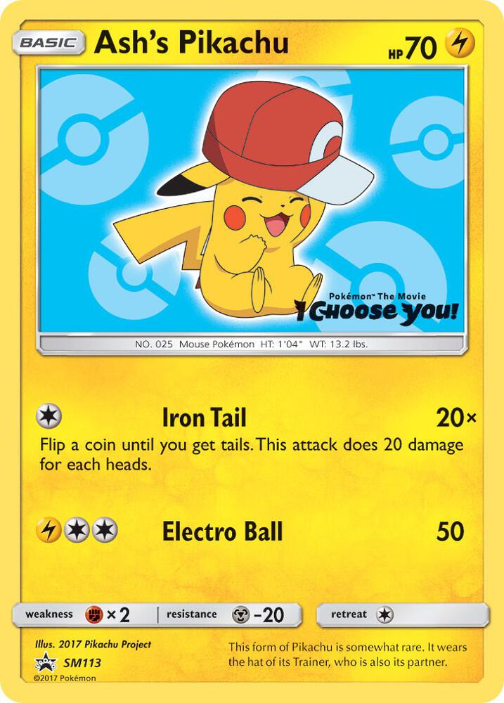 Pikachu de Sacha SM113 — Promo SM